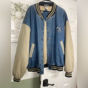 Disney Mickey mouse denim and Beige Varsity Jacket